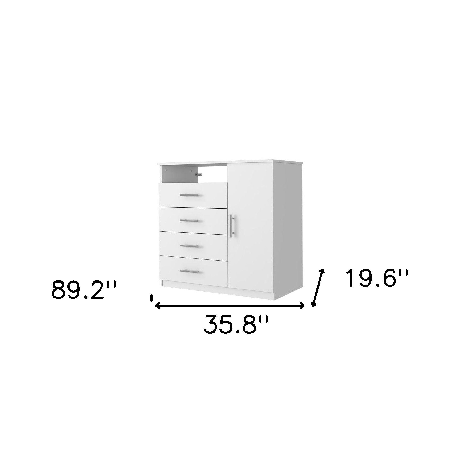 Four Drawer Combo Dresser - White