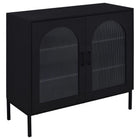 Jess - 2-Door Arched Fluted Glass Accent Cabinet - Black