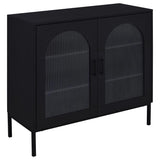 Jess - 2-Door Arched Fluted Glass Accent Cabinet - Black by Coaster Fine Furniture | Bel Furniture