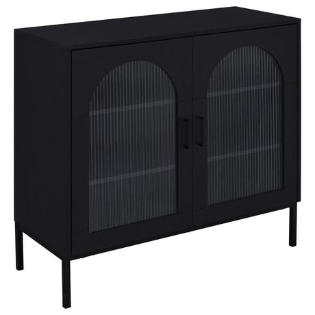 Jess - 2-Door Arched Fluted Glass Accent Cabinet - Black by Coaster Fine Furniture | Bel Furniture