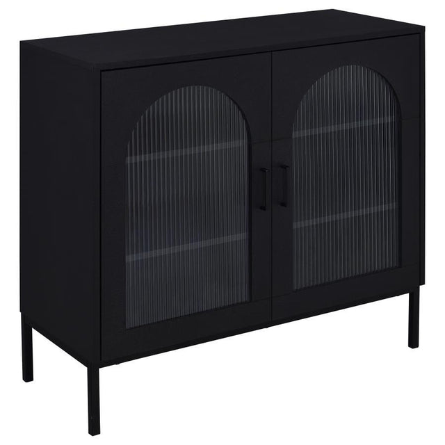Jess - 2-Door Arched Fluted Glass Accent Cabinet - Black by Coaster Fine Furniture | Bel Furniture