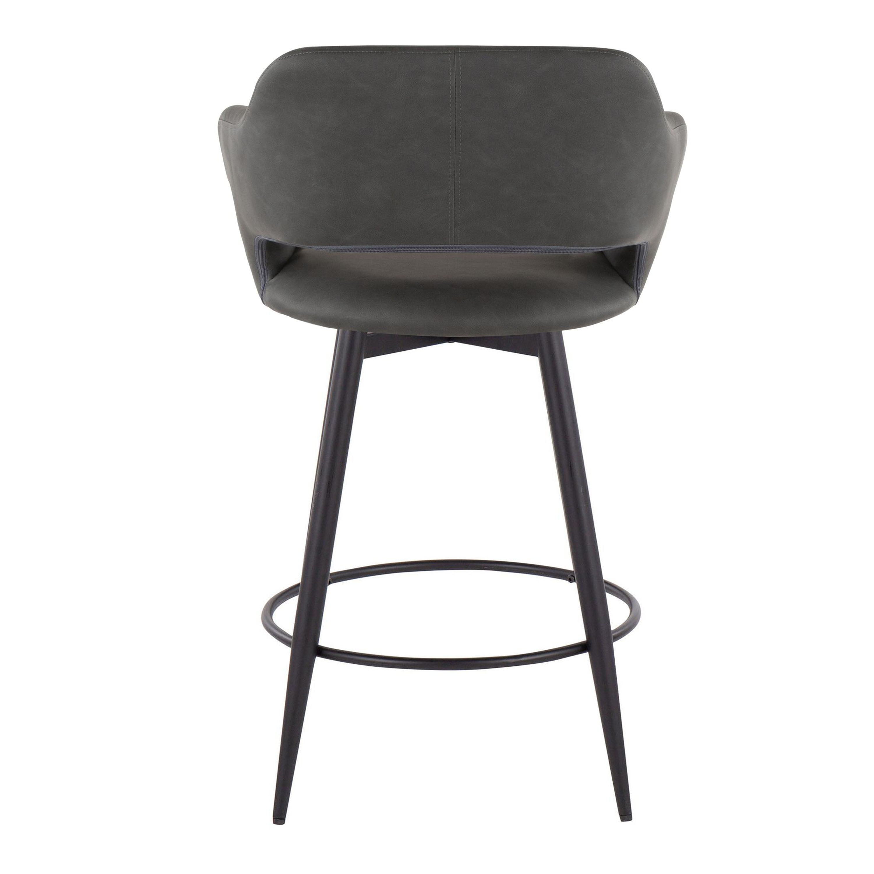 Margarite - Contemporary Fixed Height Counter Stool With Swivel With Round Footrest (Set of 2)