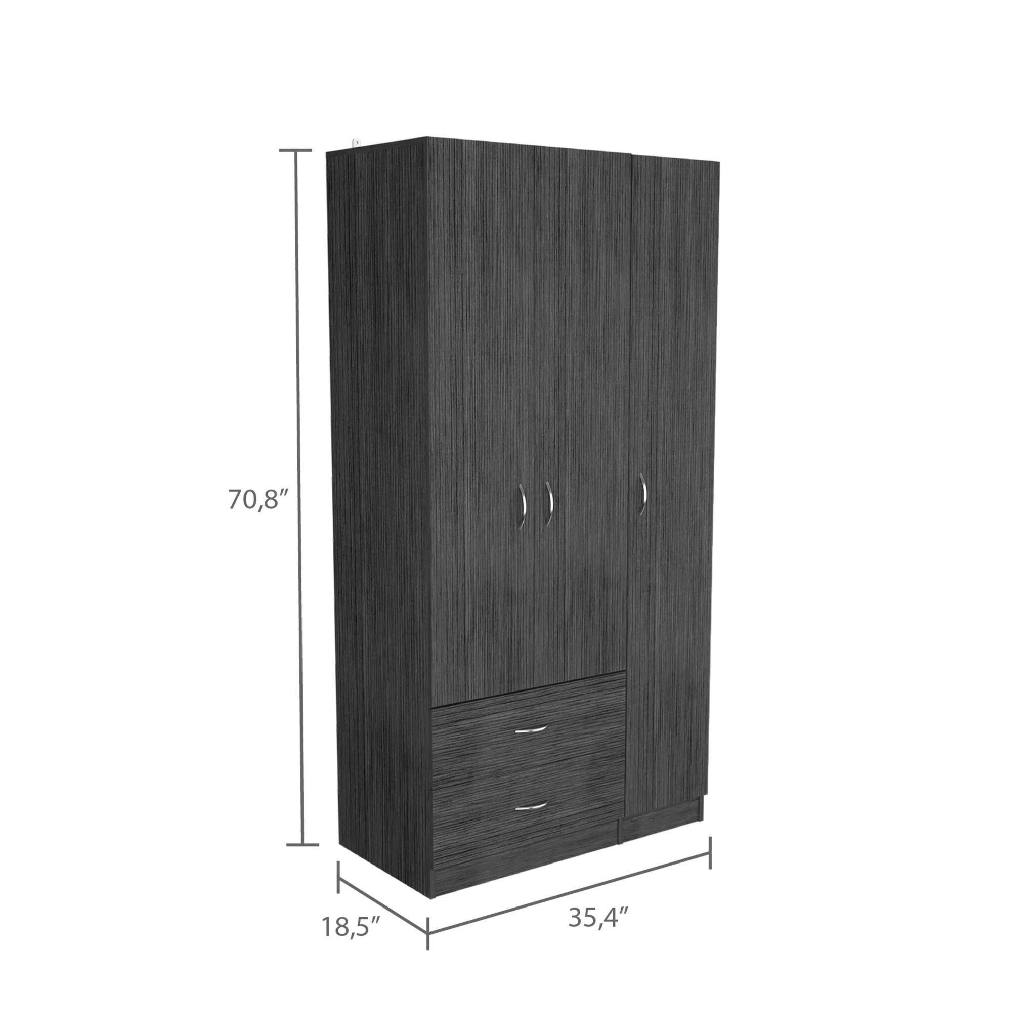 Two Drawer Combo Dresser - Dark Gray