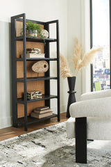 Abyard - Black / Natural - Bookcase by Signature Design by Ashley® | Bel Furniture