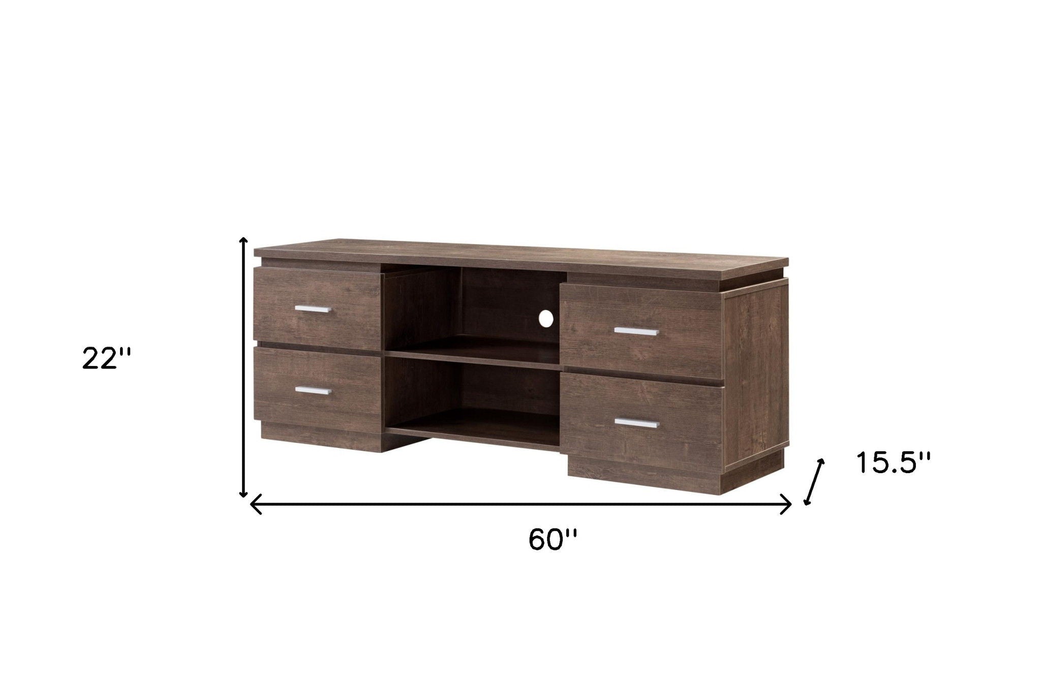 Particle Board, Cabinet Enclosed Storage TV Stand - Brown