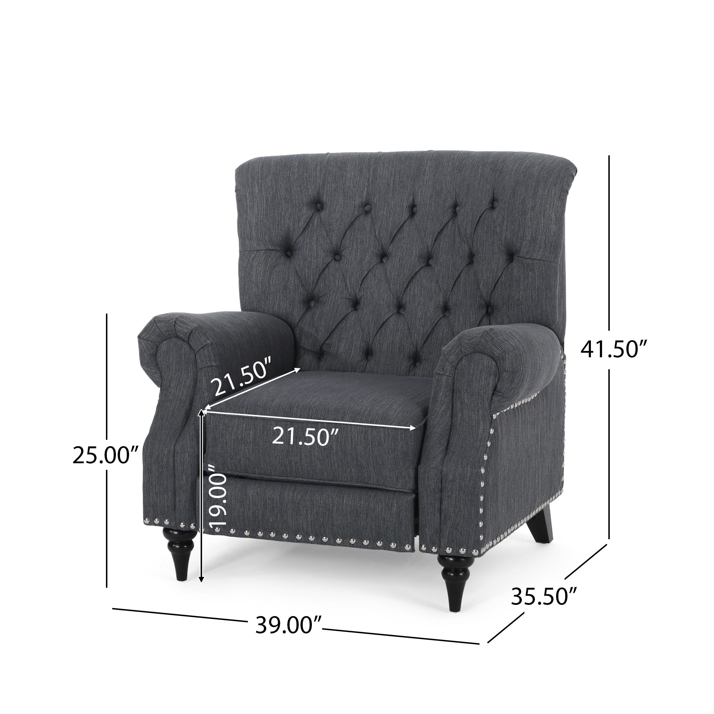 Classic Style Fabric Push Back Chair - Charcoal