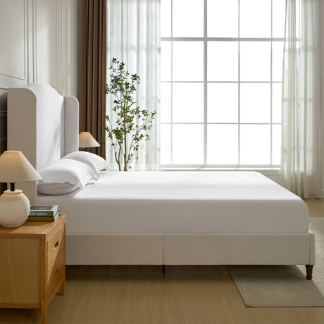 Hannah - Upholstered Wingback Bed Size / Tall Headboard Upholstered King Bed / Premium Textured Look / Minimalist Designs /…