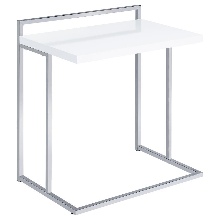 Dani - Rectangular C-Shaped Sofa Side Table White by CoasterEveryday | Bel Furniture