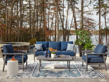 Gali - Gray / Blue - Sofa / Chairs / Table Set (Set of 4) by Signature Design by Ashley® | Bel Furniture