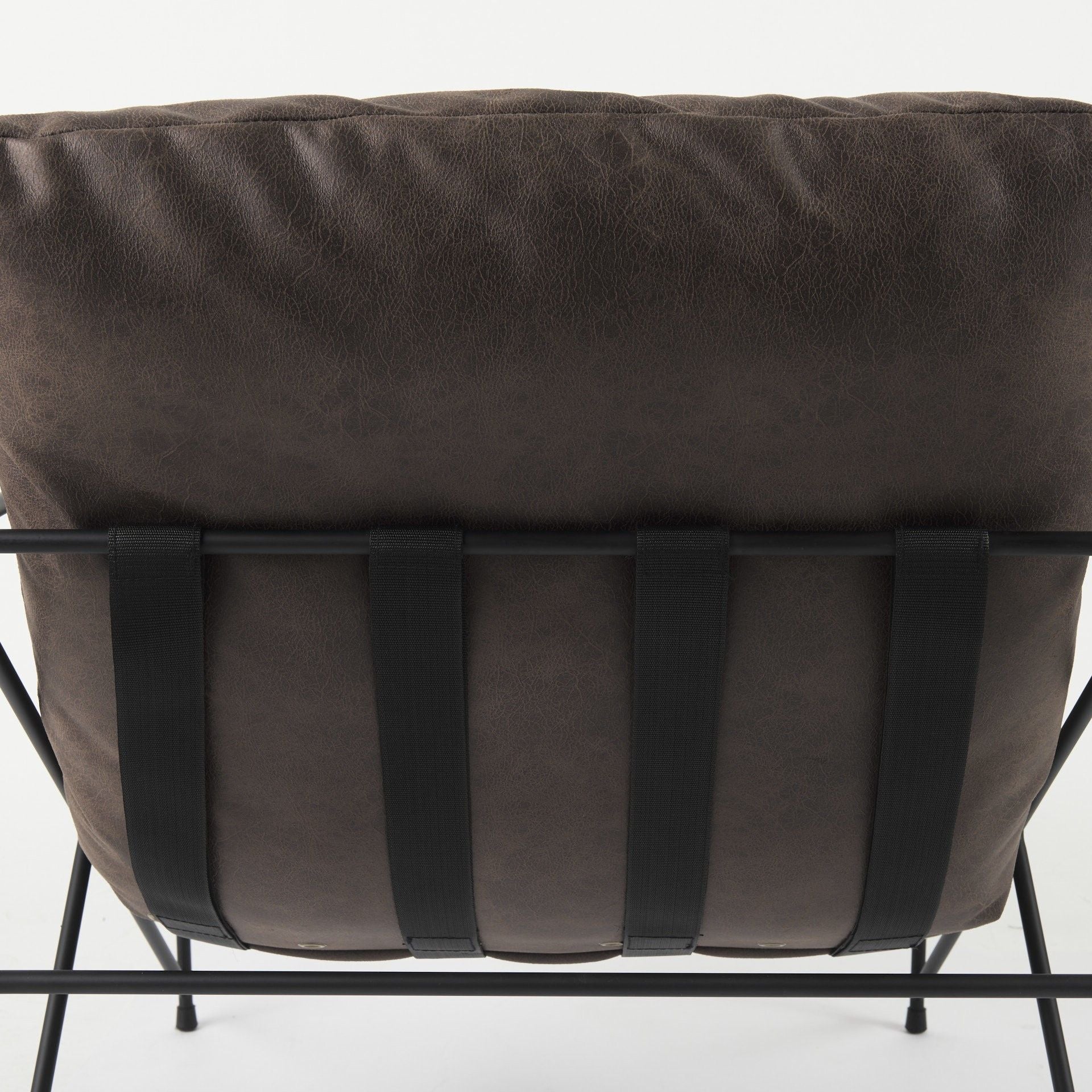 Faux Leather Contemporary Metal Chair - Dark Brown