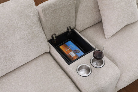 Celine - Fabric Corner Sectional Sofa With Right-Facing Chaise, Cupholders, And Charging Ports - view 41