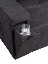 Toby - Woven Fabric Reversible Sleeper Sectional Sofa With Storage Chaise Cup Holder Charging Ports And Pockets