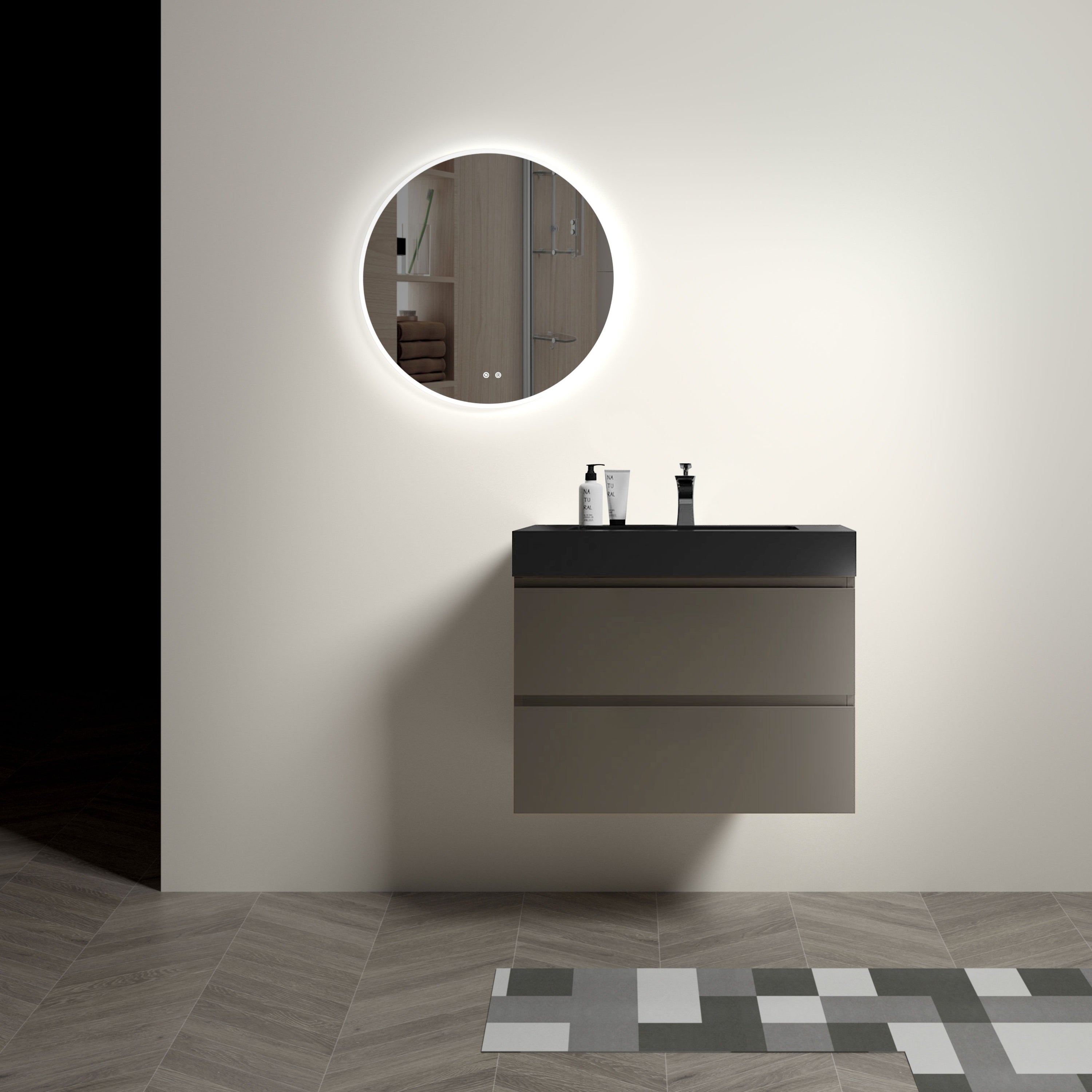 Alice - Bathroom Vanity With Sink, Large Storage Wall Mounted Floating Bathroom Vanity For Modern Bathroom, One-Piece Sink Basin Without Drain And Faucet