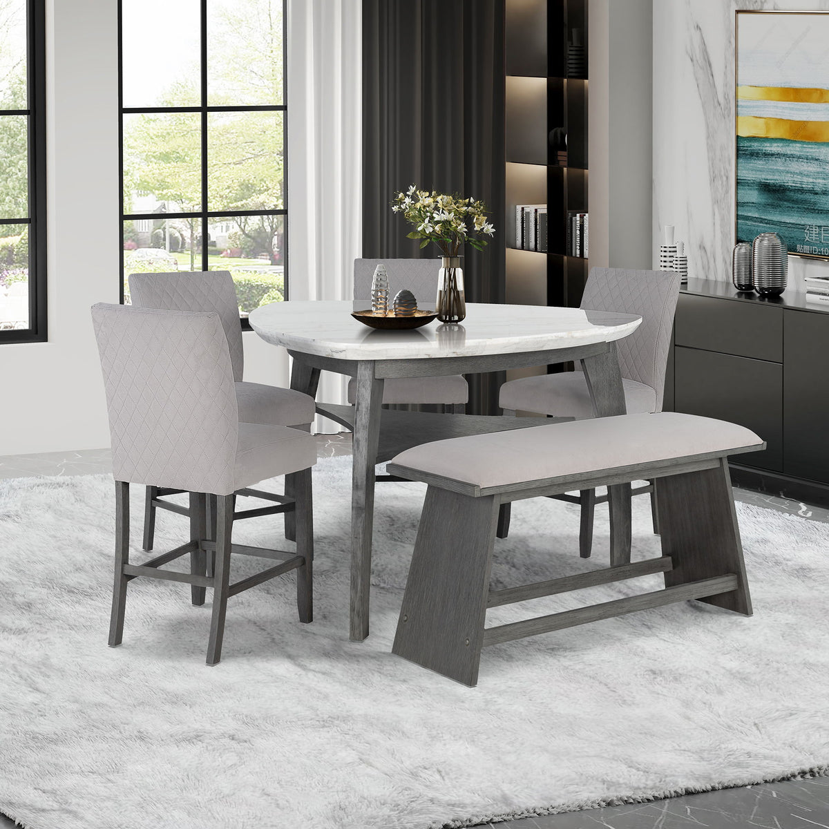 Jasmine - Bar Bench - Gray