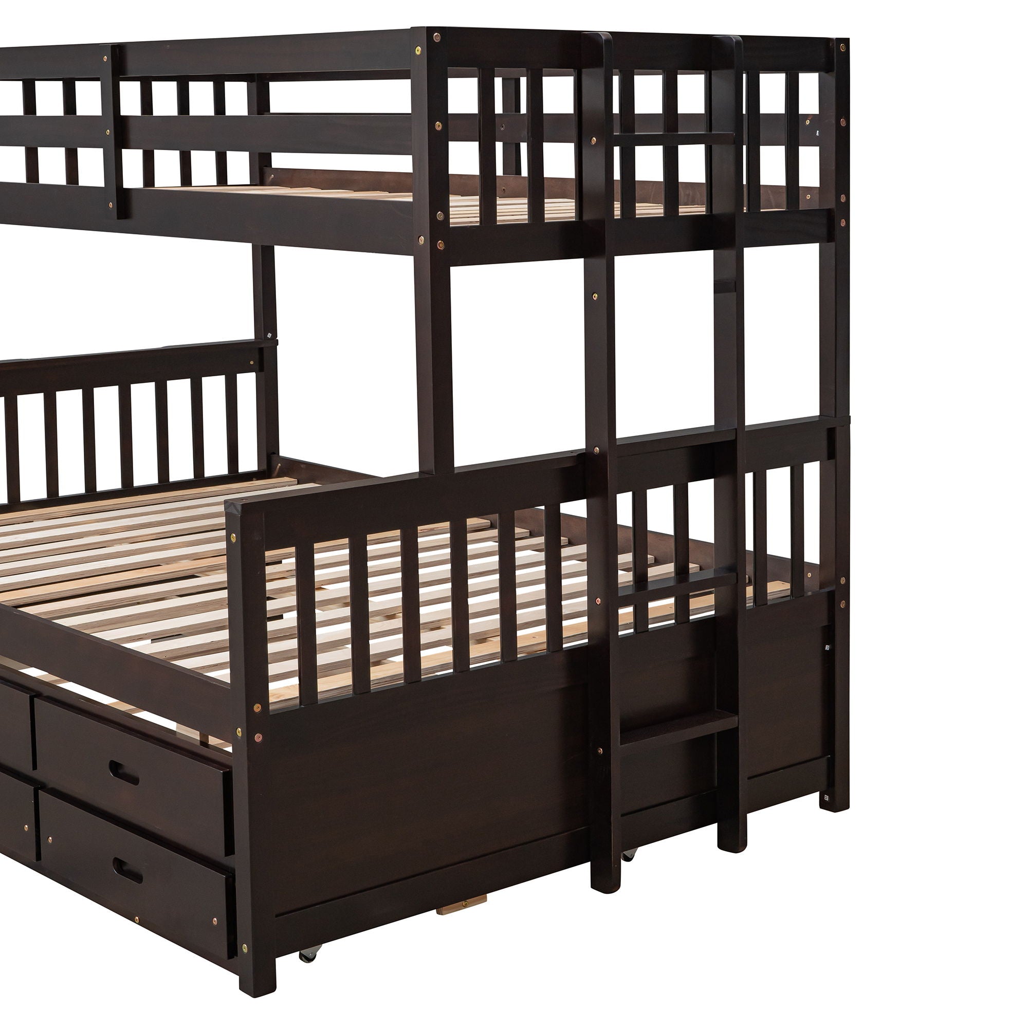 Twin Over Full Bunk Bed With Twin Size Trundle, Separable Bunk Bed With Drawers For Bedroom