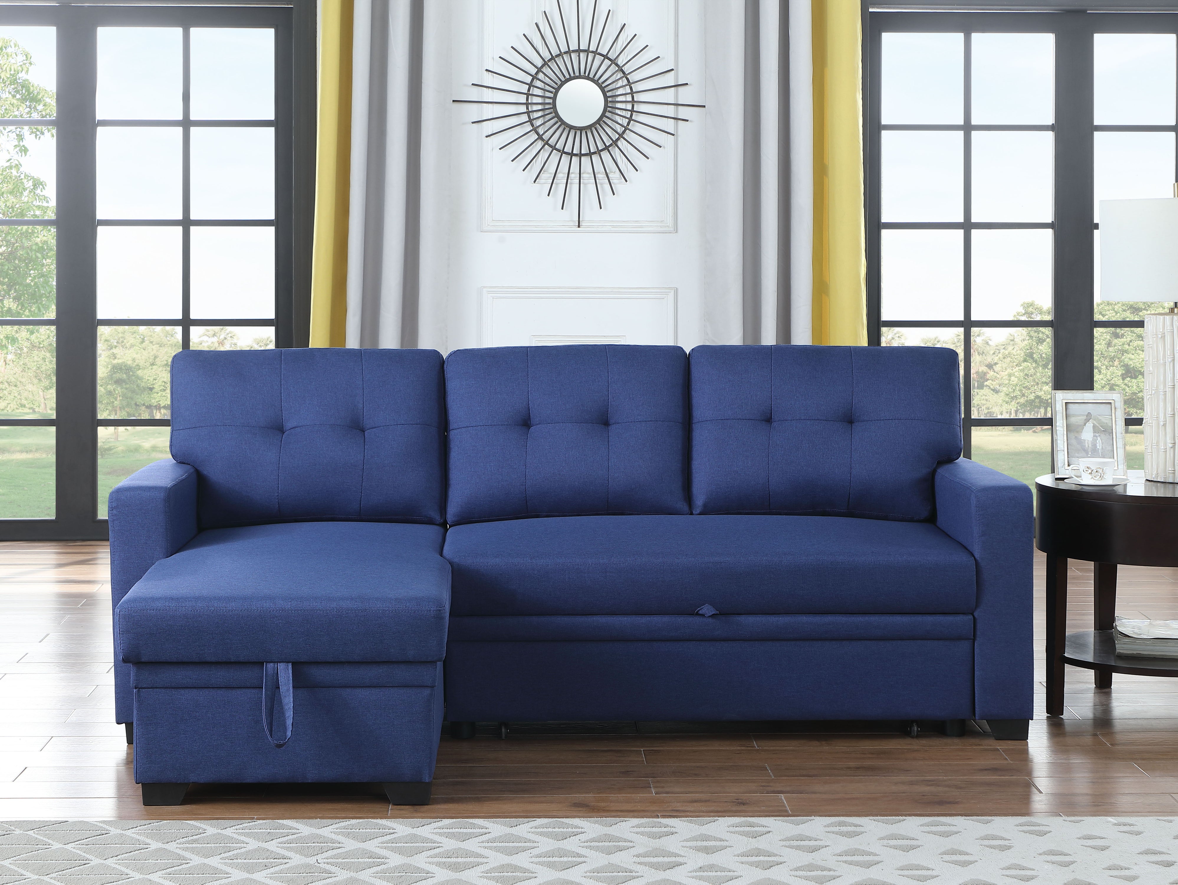 Upholstered Pull Out Sectional Sofa With Chaise