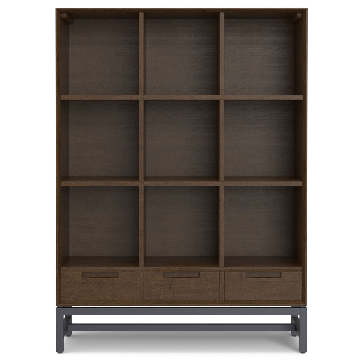 Banting - 9 Cube Bookcase With Drawers - Walnut Brown by Simpli-Home | Bel Furniture
