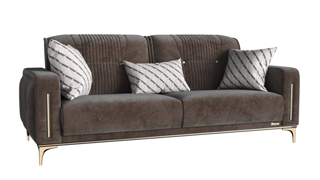 Microfiber Sleeper Sofa And Toss Pillows - Brown