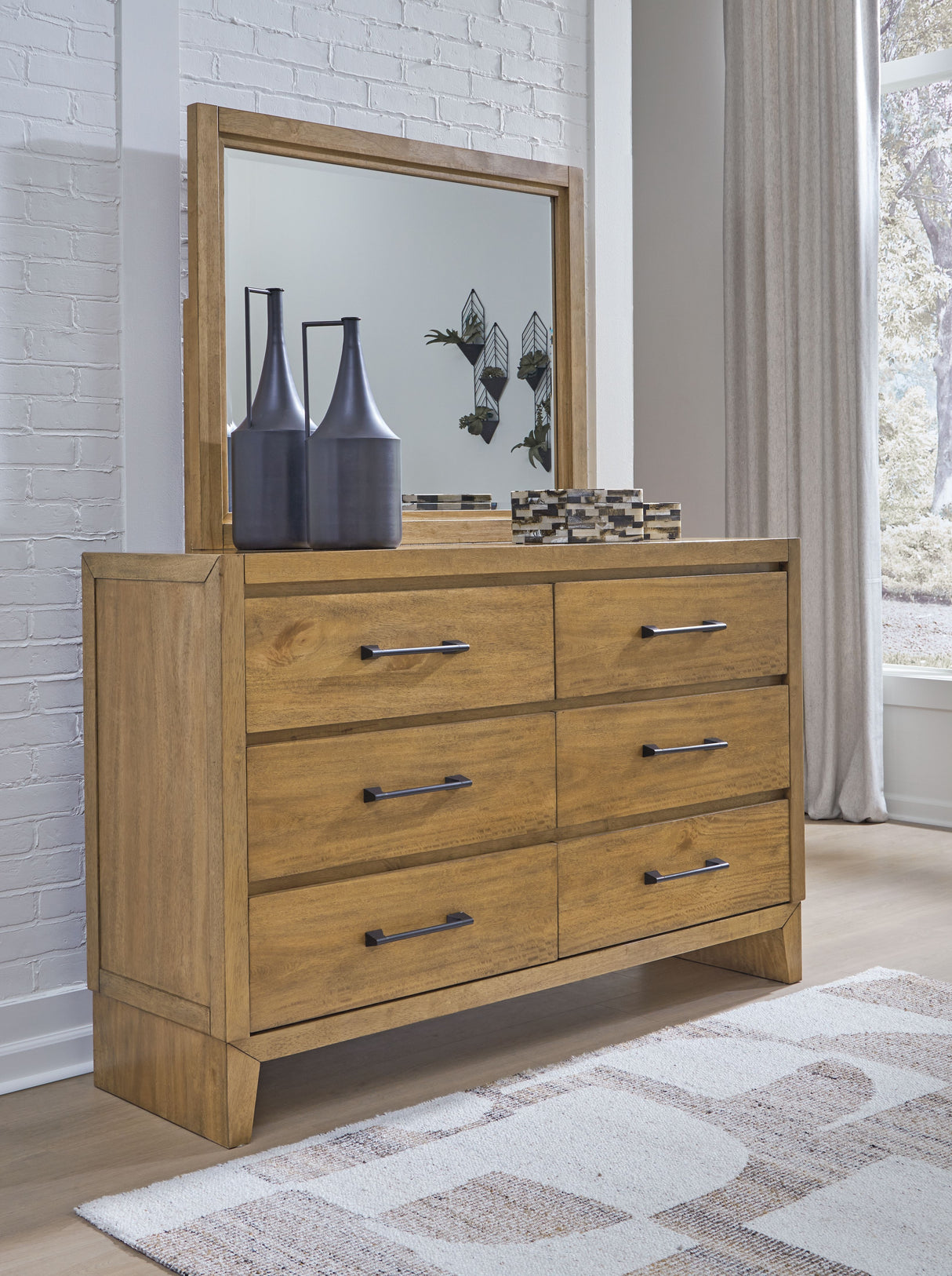 Sherbana - Light Brown - Dresser And Mirror by Signature Design by Ashley® | Bel Furniture