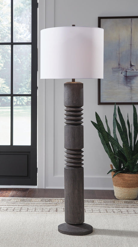Fainwell - Poly Floor Lamp - Distressed Black - view 4