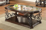 Laney - 1-Shelf Glass Top Rectangular Coffee Table - Deep Merlot by CoasterEssence | Bel Furniture