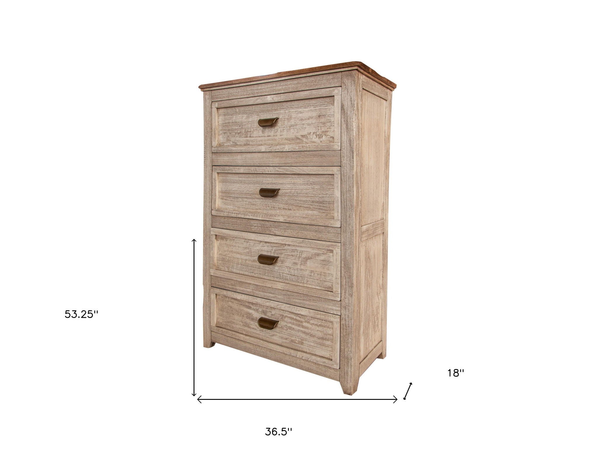 Solid Wood Four Drawer Chest - Cream