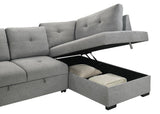 Roanne - Fabric Upholstered Sleeper Sectional Sofa - Gray