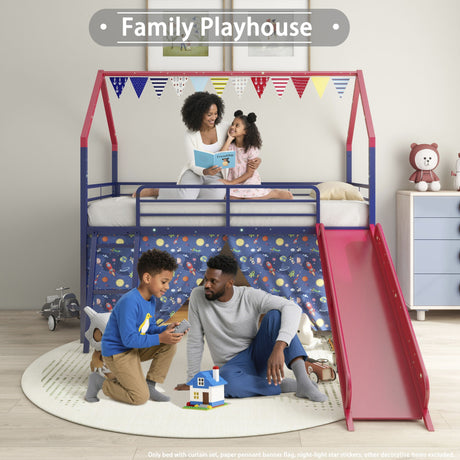 Jack - House Loft Bed With Slide And Curtain Set - view 73