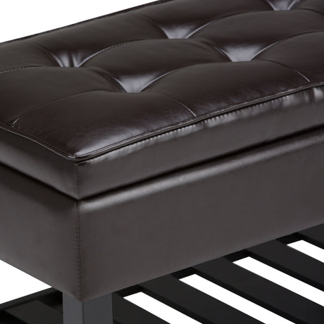 Cosmopolitan - Storage Ottoman Bench With Open Bottom - Tanners Brown by Simpli-Home | Bel Furniture