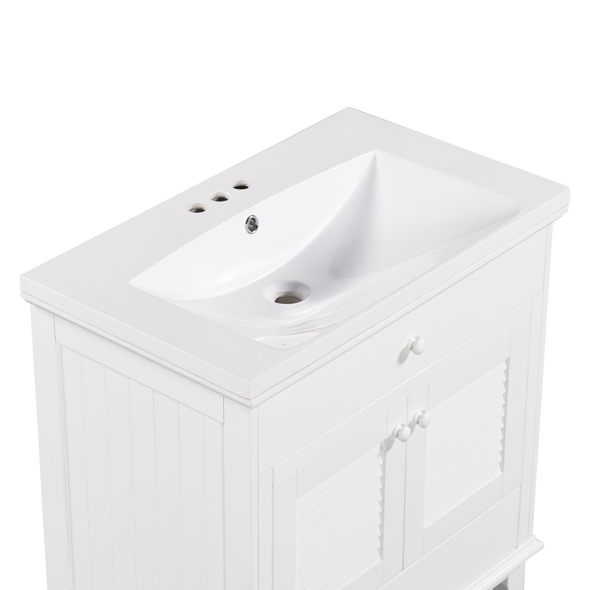 Bathroom Vanity With Sink, Bathroom Cabinet With Two Doors And One Drawer, White