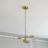 Trellis - 4 Lights Modern Gold Chandelier Vintage Pendant Fixture For Living Room - Clear / Gold