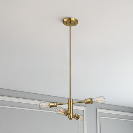 Trellis - 4 Lights Modern Gold Chandelier Vintage Pendant Fixture For Living Room - Clear / Gold - view 9