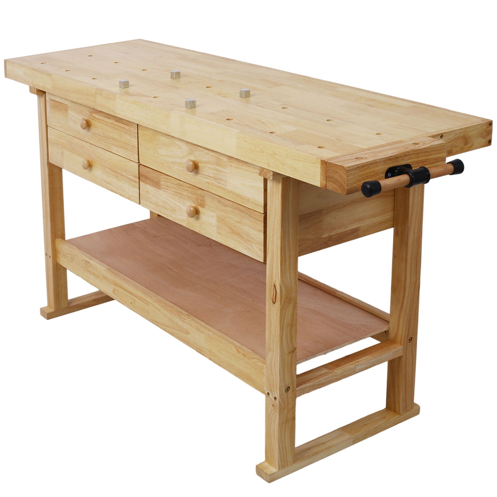 Workbench With 4 Drawers Wooden Workbench For Garage Workshop And Home - Natural