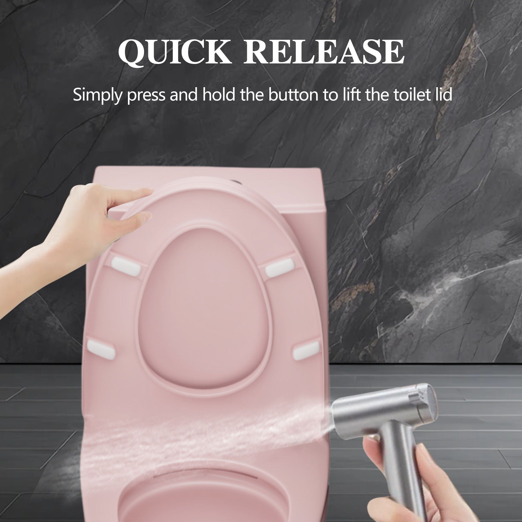 1.1 / 1.60 Gpf Dual-Flush One Piece Toilet, Water-Saving Elongated Comfort Height Floor Mounted, Soft Close 1000 Gram Map Flushing Score Toilet 23T01-Rs - Rose