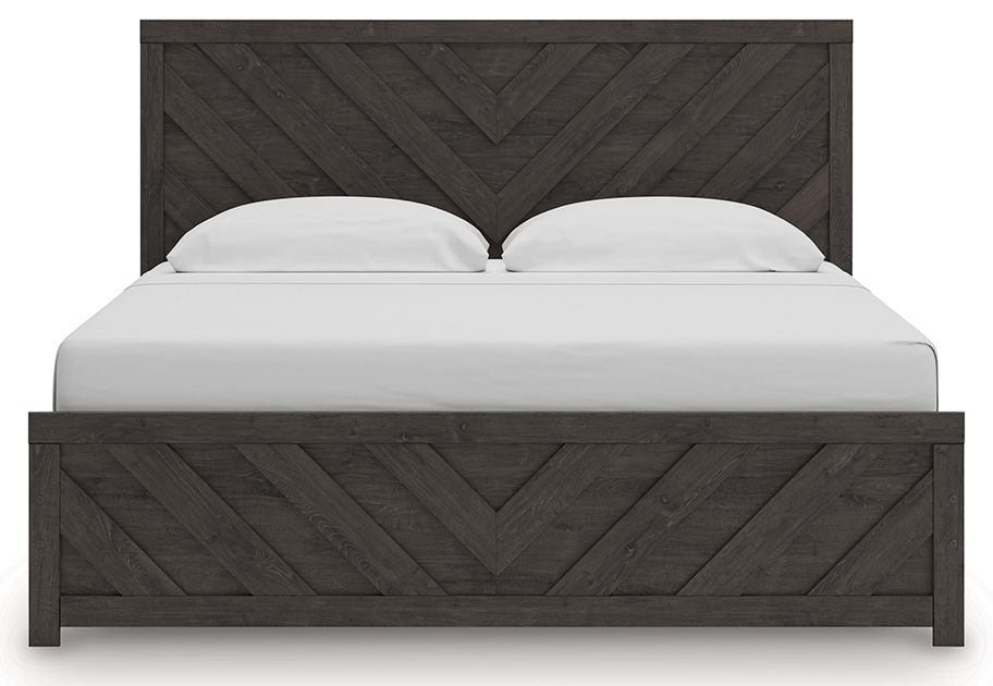 Prendonea - King Panel Bed - Charcoal