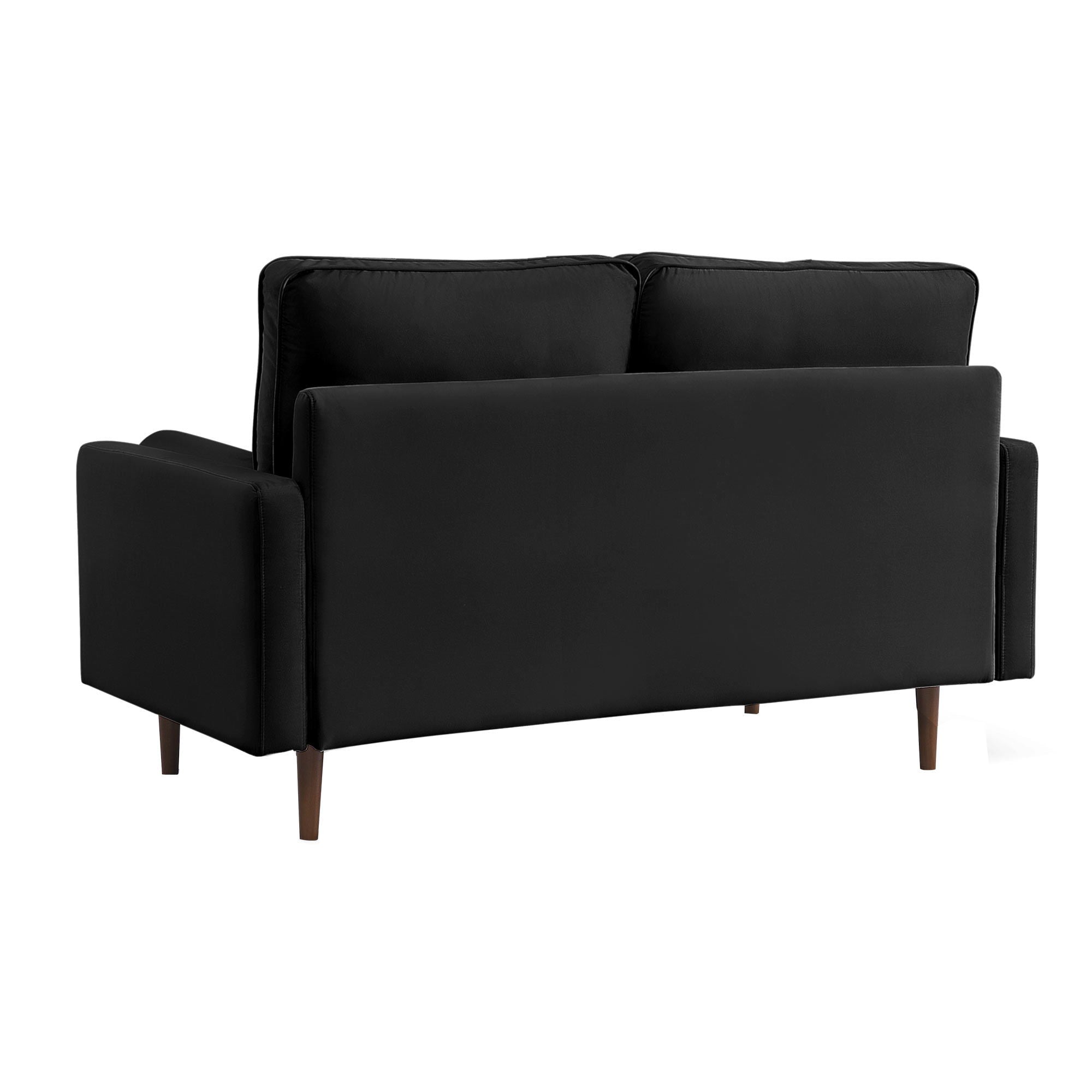 Velvet Sofa And Toss Pillows With Dark Brown Legs - Black