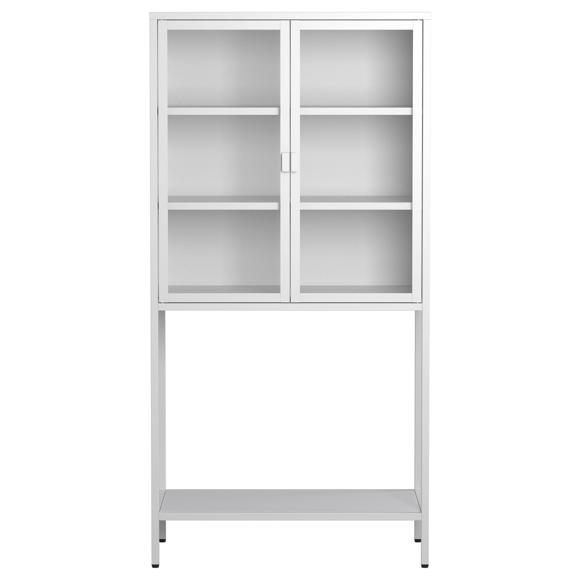 Heavy Duty Metal Storage Cabinet, Display Storage Cabinet With Glass Doors And 2 Adjustable Shelves, Tall Bookcase Modern Bookshelf Cabinet For Home Office, Living Room, Pantry