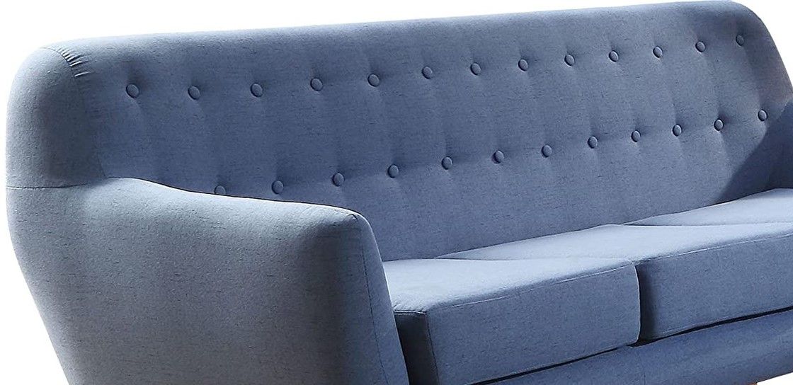 Linen Sofa & Brown Legs - Blue