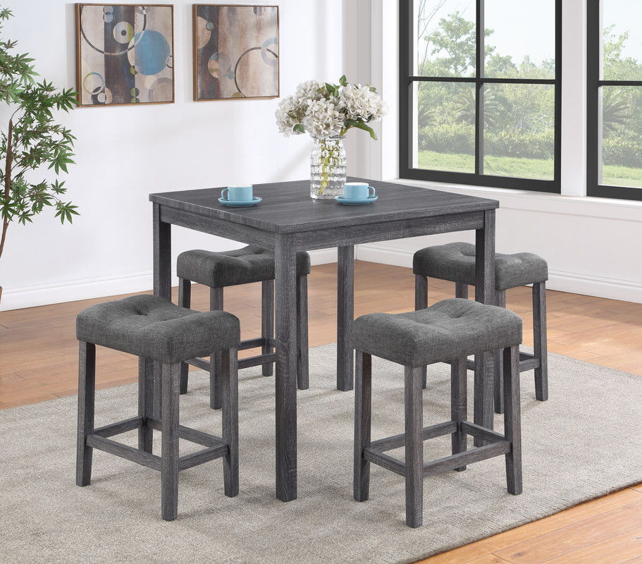 Lucian - Counter Height Pub Table With Tufted Linen Stools