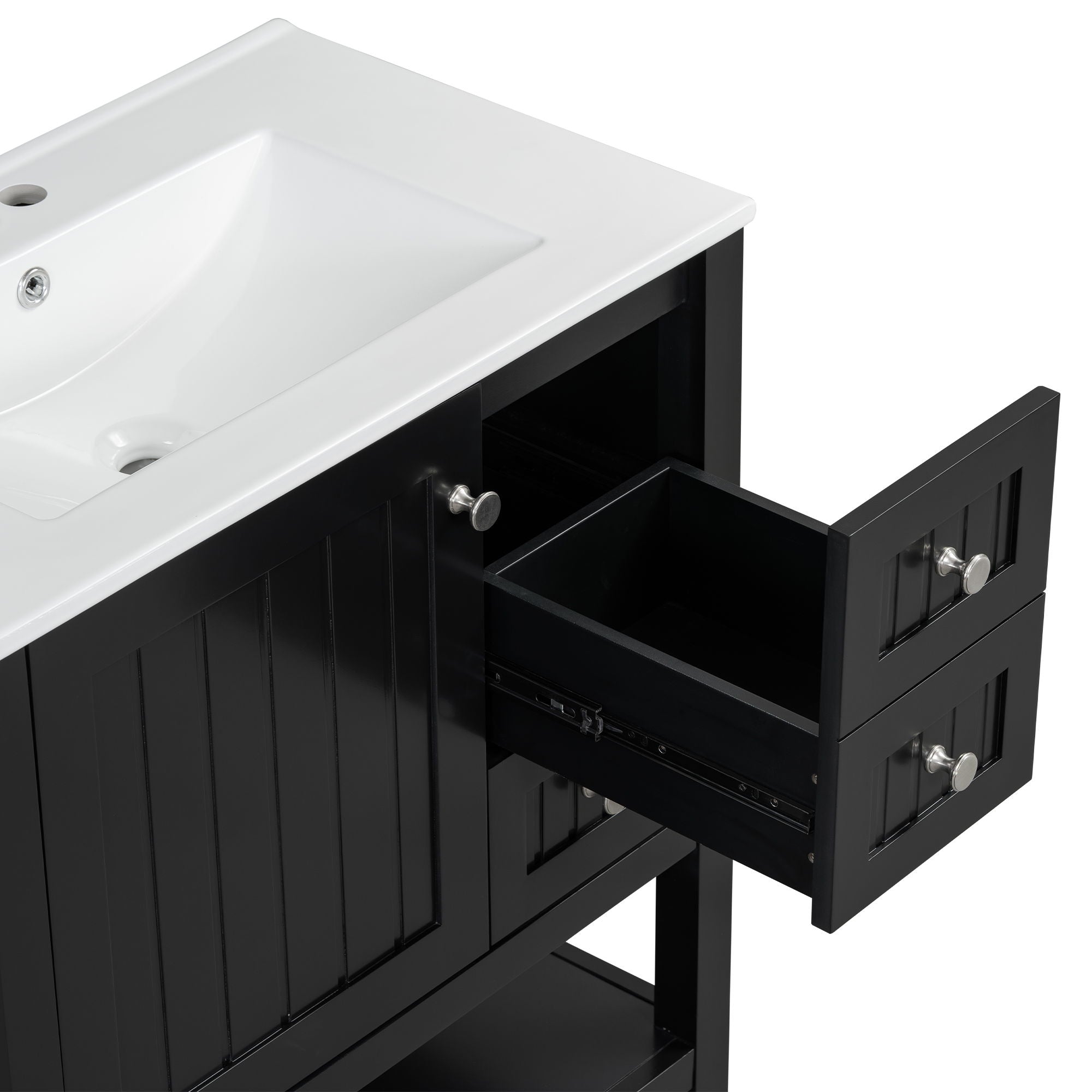 Transitional Style Bathroom Vanity Cabinet Combo With Ceramic Sink