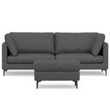 Ava - Mid Century Sofa With Ottoman Set Dark Gray 38"W x 90"D x 34"H by Simpli-Home | Bel Furniture