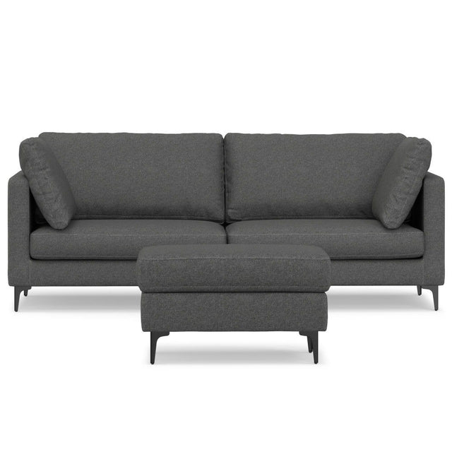 Ava - Mid Century Sofa With Ottoman Set Dark Gray 38"W x 90"D x 34"H by Simpli-Home | Bel Furniture
