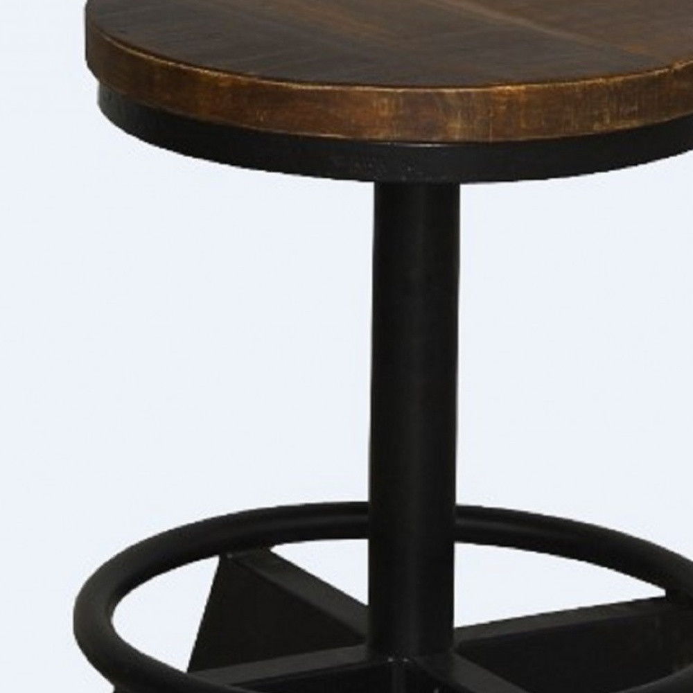 Iron Backless Bar Chair - Brown / Black