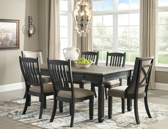 Tyler Creek - Dining Table Set Dark Gray 7 Pc. - Rectangular Dining Room Table, 4 Upholstered Side Chairs, 2 Dining Room Upholstered Side Chairs by Signature Design by Ashley® | Bel Furniture