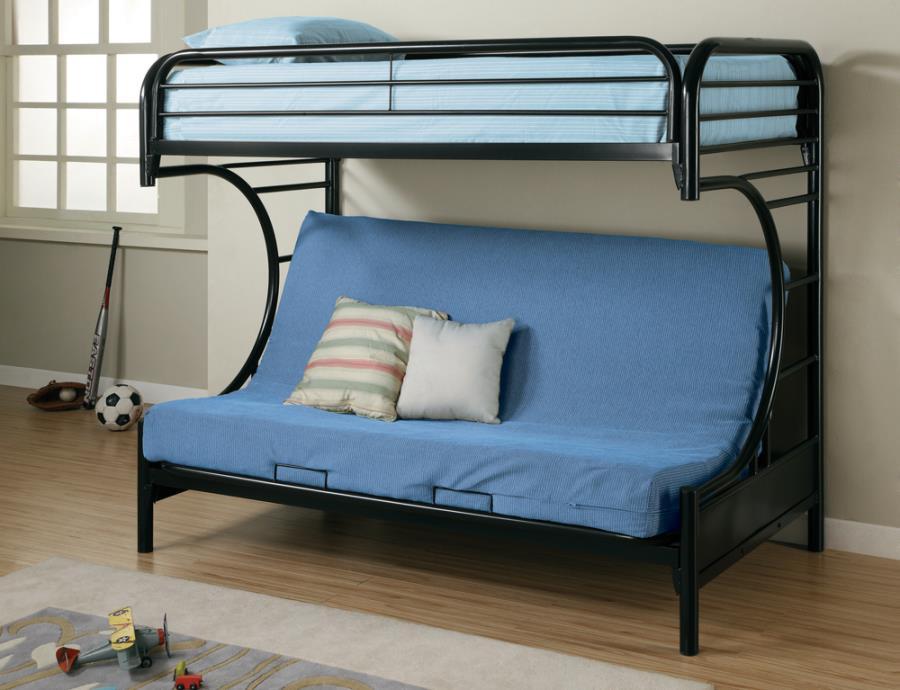 Montgomery - Twin Over Futon Bunk Bed - Glossy Black