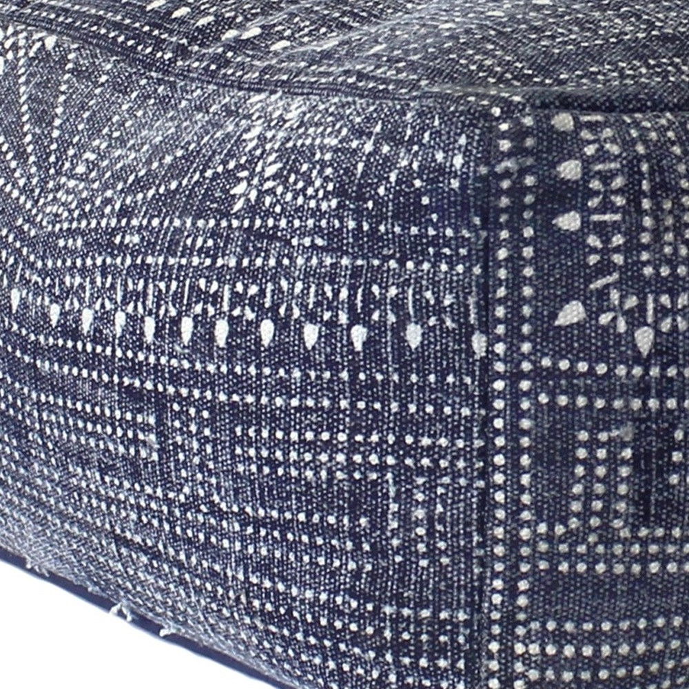 Patterned Rectangle Pouf - Navy Blue