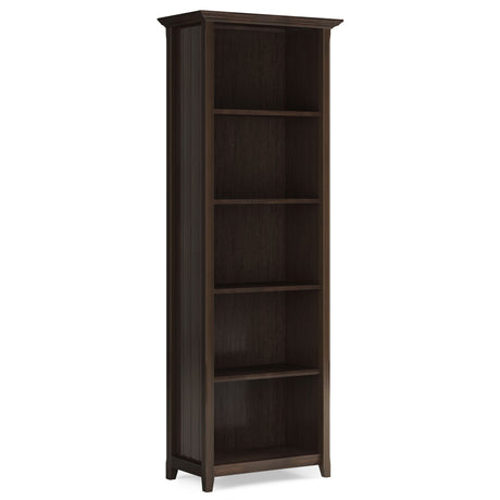 Acadian - 5 Shelf Bookcase, Handcrafted Dark Brown by Simpli-Home | Bel Furniture