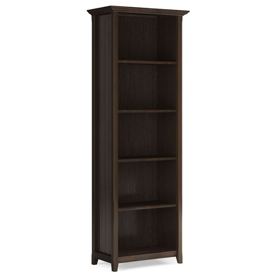 Acadian - 5 Shelf Bookcase, Handcrafted Dark Brown by Simpli-Home | Bel Furniture