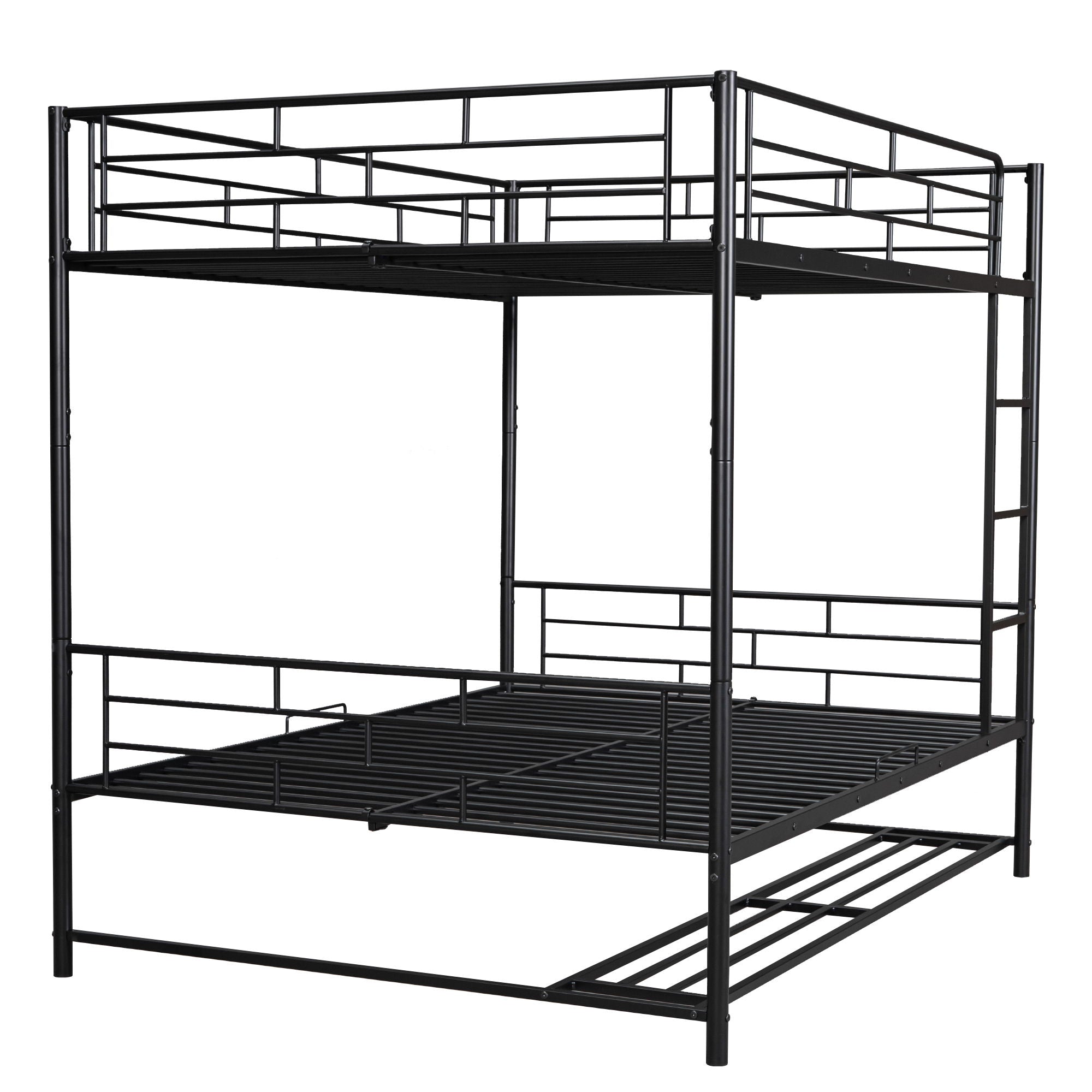 Metal Bunk Bed With Shelf And Guardrails