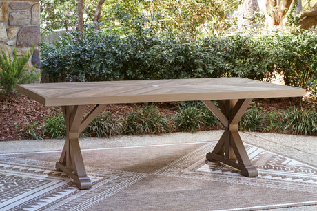 Laguna Heights - Rectangular Dining Table With Umbrella Option - Beige - view 6